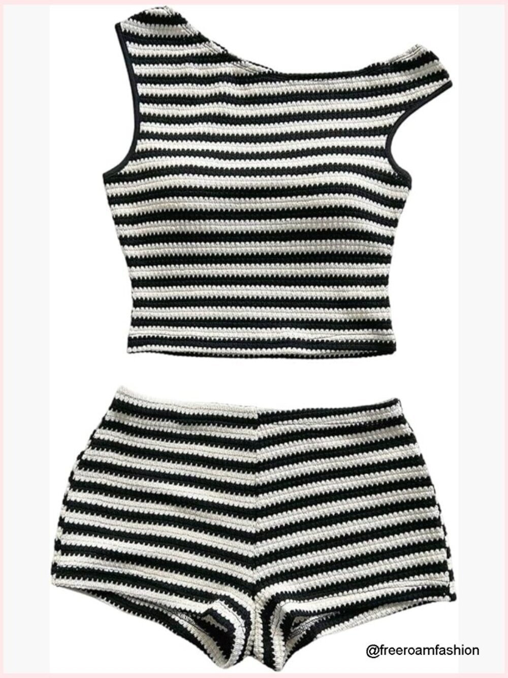 Striped Off Shoulder Crop Top and Mini Shorts Set Summer Y2K Going Out
